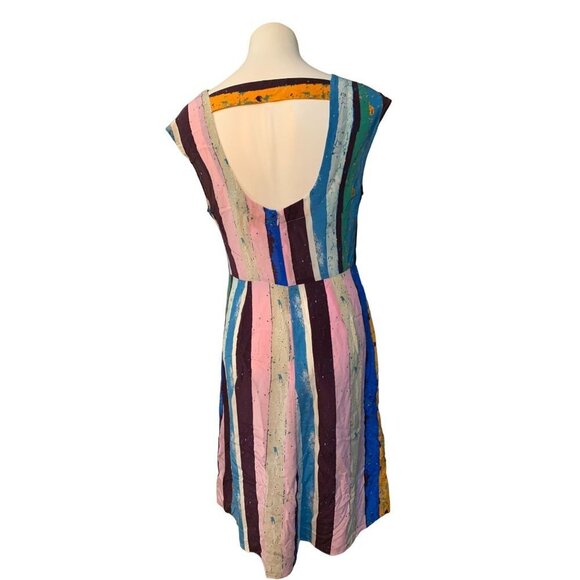 Tracy Reese Silk Watercolor Draped Sheath Dress Stripes Size 10 - Picture 5 of 9